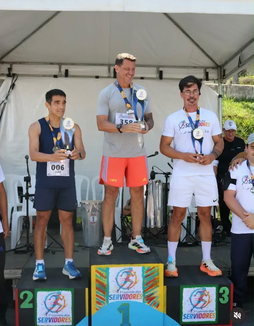 Pódio masculino da 1ª Corrida dos Servidores